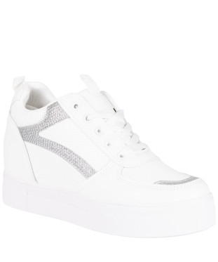 Sneakersy damskie Haidra BJ 010 białe na koturnie 6 cm