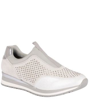 Sneakersy damskie M. Daszyński MR 2169-3 szaro-srebrne na koturnie