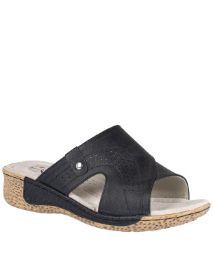 Klapki damskie Enplus R1663-1 czarne skórzana wkładka 4,5 cm