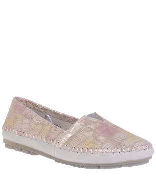 Baleriny damskie LADIE'S STYLE 2110 WHITE/PINK skórzane