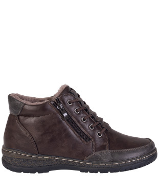 Botki damskie Chun Sen 8708-2 coffee/grey ocieplane sznurowane