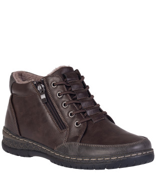 Botki damskie Chun Sen 8708-2 coffee/grey ocieplane sznurowane