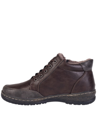 Botki damskie Chun Sen 8708-2 coffee/grey ocieplane sznurowane