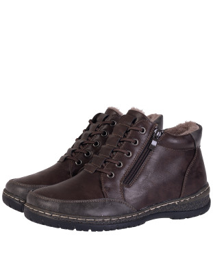 Botki damskie Chun Sen 8708-2 coffee/grey ocieplane sznurowane