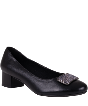 Czółenka damskie M.Daszyński SA210-8 czarne na niskim obcasie